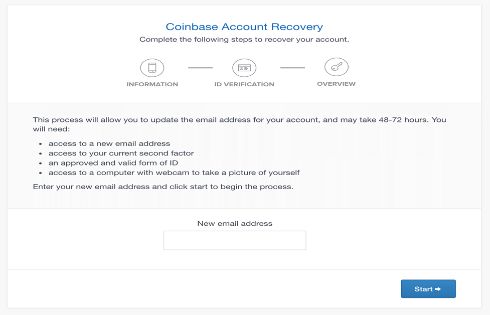 Recovering the Coinbase Account